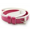 Women's Candy color PU leather Thin Belt Rose Red #A2 