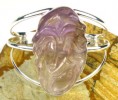 Dolphin Goddess Amethyst Cuff Bangle Bracelet Silver 