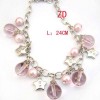 A0184 fashion Murano Glass Crystal Charm pink Bracelet 