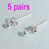 DESIGN JEWELRY Silver Ball Stud Earrings 2MM 5 Pairs G5 