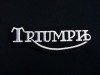 WHITE TRIUMPH WORD MOTORCYCLE BIKER MOTOR IRON ON PATCH 