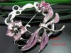 fashion pink Dragonfly Swarovski Crystal Brooch QX0064 