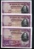 Lote 1:3 billetes 50 Ptas VELAZQUEZ 1928 SC Correlativo 