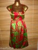 BONITO Vestido satinado estampado rojo-verde Talla 40!! 