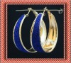 Blue Big Fashion Hoop Earrings Glittery  Dia1.96