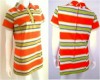 Vtg 1960s orange/white STRIPE MOD SHORT dress shirt 