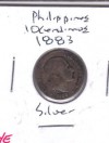 An OLD SILVER 10c COIN from the PHILIPPINES DATING 1883 