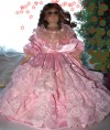 PRETTY PORCELAIN DOLL 17 INCHES PINK LACE DRESS 