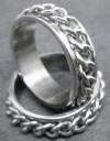 R0369 Cool Stainless Steel spin curb chain ring Sz 9 