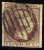 SPAIN #20 (Ed 18) Used - 1853 12c Red Violet ($135) 