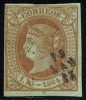 SPAIN #65 (Ed 67) Used - 1864 1r Brown on Green 