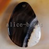 Black Onyx Agate Druzy Geode Pendant Bead H229583(Free 