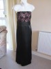 LONG BLACK SATIN & LACE STRAPLESS DRESS SIZE 18  - NEW 