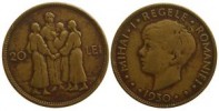 aa682 20 lei 1930 bronze coin Romania Rumänien 