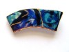 BIG VINTAGE 50'S BLUE GOLD PORCELAIN CERAMIC BROOCH 