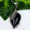 33x18mm Black Agate Classic Teardrop Pendant 1pc sale 