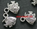 free 50pcs tibetan silver fish charms pendants 10.5mm 