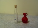 Vintage Miniature Blown Glass Bottle & Pitcher Ruby  