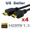 4 Lot HDMI to HDMI M/M Gold Plated Cable 6 ft HDTV Cord 