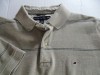 WOW! Vintage Tommy Hilfiger Polo Shirt Mens Tan Striped 