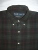 RALPH LAUREN-dk green/gold/red plaid casual shirt-#M 