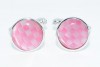 11.90MM SILVER MENS PINK QUARTZ CUFF LINKS!! 