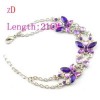 H2222 Lovely Butterfly Gem Silver Link Bracelet Bangle 