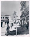 1955 Kid Looks at Bi-Lingual Sign in El Molar, Spain 