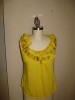 Anthropologie Yellow Ruffle Scoop Top Extra Small XS 0 