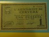 BILLETE LOCAL UNA PESETA AJUNTAMENT DE CERVERA 