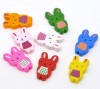 50 Mixed Multicolor Cute Rabbit Wood Beads 28x17mm 