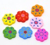 50 Mixed Multicolor Cute Flower Wood Beads 20x20mm 