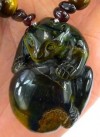 Handcrafted Tiger Eye Iron Bear playing Ball Necklace  