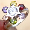 TRENDY COLORFUL TOPAZ GEMS SILVER CUTE RING SZ6.25 C669 