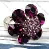 Purple Lilac Crystal Rhinestone Adjustable Lady Ring 1P 