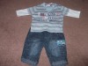 BABY BOYS 2 PEICE OUTFIT NEWBORN LONG TSHIRT JEANS 