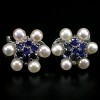 SUPERB REAL TOP BLUE SAPPHIRE-PEARL 925 SILVER EARRINGS 