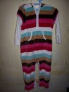 ** GAP hoodie suit pink velour stripe romper 18-24 EUC  