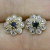 REAL! BLACK SAPPHIRE 14K COATING 925 SILVER EARRINGS NR 