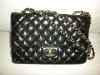 GENUINE CHANEL BLACK QUILTED LEATHER HAND/SHOULDER BAG 