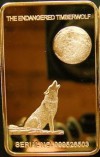 TROY OUNCE 100 MILLS .999 GOLD TIMBERWOLF FULL MOON BAR 