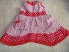 Mini Mode red striped and spotty floral dress EUC 3-6m 