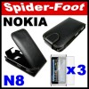 Black Slim Leather Flip Case for Nokia N8 Protector F2 