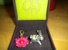 Lucky brand keychain or bag clips flower and silv bunny 