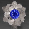 ABSOLUTELY 925 SILVER RING ROUND TOP BLUE SAPPHIRE 