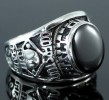 Tribal Black Agate Stainless Steel Champ Ring R129 sz10 