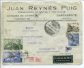 Spain double censor air cover to Sweden 1944 