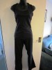 M&S Black Work Out Pants and Vest Style Top Size 16 