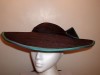 ELEGANT BLACK TURQUOISE SHOT SILK EFFECT WIDE BRIM HAT 