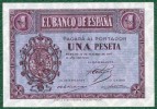 Spain - 1 peseta 1937  - P104 - about UNCirculated 